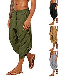 cheap -Men&#039;s Fashion Hip-Hop Bloomers Baggy Elastic Drawstring Design Front Pocket Calf-Length Pants Casual Daily Solid Color Comfort Soft Mid Waist Green Black Gray Khaki S M L XL XXL
