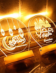 cheap -Ramadan Eid Night Lights Mubarak Moon Castle Lamp AAA Battery Operation Islamic Ramadan Home Room Decoration Islamic Muslim Party Gift Lighting