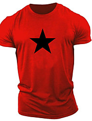 cheap -Men&#039;s T shirt Tee Graphic Star Crew Neck Casual Daily Print Short Sleeve Tops Lightweight Fashion Comfortable Black / Red Red / White Black / Gray / Sports / Summer