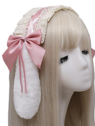 cheap -Cute Lolita Ruffled Lace Headband for Girls Lop Bunny Rabbit Ears Bell Bowknot Hair Hoop Kawaii Gothic Cosplay Party Costume Hair Accessories