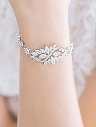 cheap -Women&#039;s Clear AAA Cubic Zirconia Tennis Bracelet Transparent Leaf Luxury Elegant Alloy Bracelet Jewelry Silver / Golden For Party Wedding