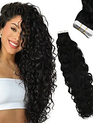 cheap -Tape in Extensions Natural Wave 14inch 50Gram Natural Black Tape in Hair Extensions Real Human Hair Natural Wavy Hair Extensions