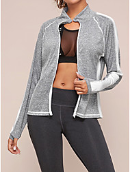 cheap -Women&#039;s Stand Collar Sauna Jacket Yoga Top Winter Zipper Patchwork Solid Color Gray+White Yoga Fitness Gym Workout Top Long Sleeve Sport Activewear Breathable Quick Dry Comfortable High Elasticity