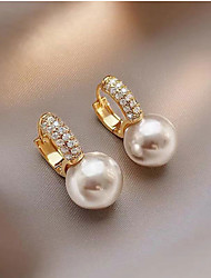 cheap -Women&#039;s Drop Earrings Earrings Round Cut Ball Simple Elegant Fashion Vintage Classic Imitation Pearl Earrings Jewelry White For Party Wedding Gift Holiday Engagement 1 Pair