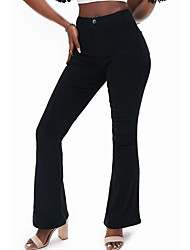 cheap -Women&#039;s Fashion Culottes Wide Leg Jeans Wide Leg Side Pockets Full Length Pants Casual Weekend Micro-elastic Plain Comfort Mid Waist Black Dark Blue Brown Light Blue S M L XL XXL