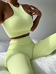 cheap -european and american style foreign trade women&#039;s clothing 2022 spring new solid color pit strip sports yoga two-piece fashion suit wholesale