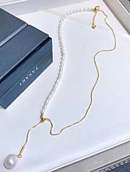cheap -Pendant Necklace Chain Necklace Y Necklace Women&#039;s Beads Pearl White Best Friends Artistic Natural Modern Trendy Sweet Cute Cool Lovely Gold 50 cm Necklace Jewelry 1pc for School Gift Daily Holiday