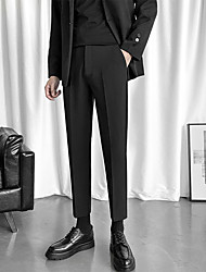 cheap -Men&#039;s Formal Fashion Dress Pants Tapered pants Cropped Pants Pocket Ankle-Length Pants Business Casual Micro-elastic Solid Color Breathable Outdoor Mid Waist Black Light gray Dark Gray 31 32 33 34 36