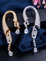 cheap -Women&#039;s Clear AAA Cubic Zirconia Ear Piercing Hoop Earrings Ear Tunnels Chandelier Forever Stylish Unique Design Punk Trendy Cute 18K Gold Plated Silver Plated Earrings Jewelry Silver / Gold For