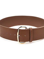 cheap -Women&#039;s PU Buckle Belt Wide Belt PU Leather Metal Bucke D-ring Classic Cowboy Party Holiday Brown