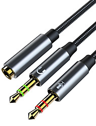 cheap -Headphone 3.5mm Splitter Mic Cable for Computer Headset 3.5mm Female to 2 Dual Male Microphone Audio Stereo Jack Earphones Port to Gaming Speaker PC Adapter