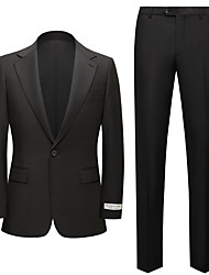 cheap -Black Men&#039;s Party / Evening Suits 2 pcs Solid Colored Standard Fit Single Breasted One-button 2022