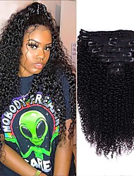 cheap -Kinky Curly Clip in Hair Extensions Human Hair for Black Women 8Pcs Double Weft Brazilian Remy Human Hair Clip in Extensions Thick to Ends 120G/4.2oz Natural Black 10-18Inch