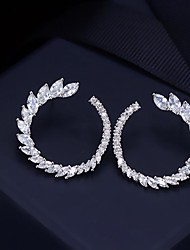 cheap -Women&#039;s Clear AAA Cubic Zirconia Stud Earrings Hoop Earrings Earrings Classic Leaf Forever Stylish Luxury Elegant Romantic Trendy Silver Plated Earrings Jewelry White and Sliver For Party Wedding