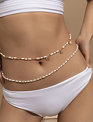 cheap -Women&#039;s Body Jewelry 76 cm Body Chain / Waist Chain Gold Circle Stylish / Artistic / Trendy Pearl / Alloy Costume Jewelry For Street / Daily / Carnival Summer / 2pcs