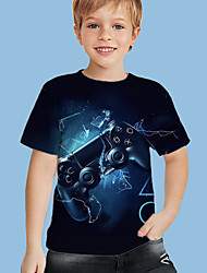 cheap -Kids Boys T shirt Short Sleeve 3D Print Game Blue Children Tops Spring Summer Active Fashion Daily Daily Indoor Outdoor Regular Fit 3-12 Years