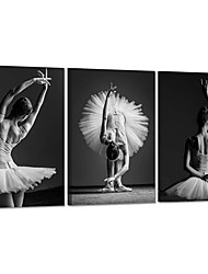 cheap -Dancing Girls Modern Large Contemporary 3 Panels Beautiful Ballerina Dancers With White Tutu Stretched Gallery Canvas Wrap Giclee Print Modern Wall Decor Ready To Hang