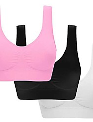 cheap -3 Pieces V Neck Cami Sports Bra - Padded Seamless Bralette,Straps Sleeping Workout Crop Tops for Women Girls