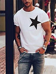 cheap -Men&#039;s T shirt Tee Graphic Star Crew Neck Casual Daily Print Short Sleeve Tops Lightweight Fashion Comfortable White Black / Sports
