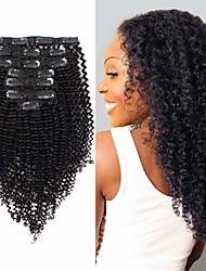 cheap -8A Real Human Hair Clip in Extensions Kinkys Curly Virgin Natural Color 3C and 4A type 120 Gram 12 Inch