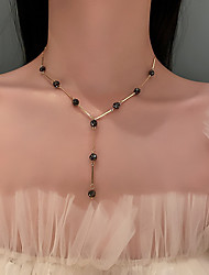cheap -Y Necklace Women&#039;s Geometrical Vertical / Gold bar Simple Fashion Black 45.8 cm Necklace Jewelry 1pc for Street School Carnival Club Festival Geometric