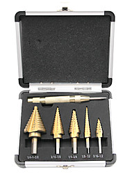 cheap -6pcs HSS Titanium Step Drill Bit With Center Punch Drill Set Hole Cutter Drilling Tool Kit Set