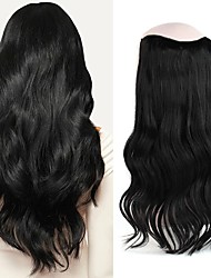 cheap -Clip In Halo Hair Extensions Human Hair 1pc Pack Loose Curl Natural Multi-color Hair Extensions / Party Evening / Daily Wear