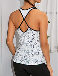 cheap -Women&#039;s Crew Neck Yoga Top Tank Top Summer Open Back Cut Out Stripes White / Black Yoga Fitness Gym Workout Top Sleeveless Sport Activewear Breathable Quick Dry Comfortable High Elasticity Slim