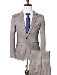 cheap -Black Gray Khaki Men&#039;s Wedding Suits 2 pcs Striped Slim Fit Single Breasted One-button 2022
