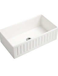 cheap -33&quot;*18&quot; Apron-Front Fireclay Single Bowl Kitchen Sink, White Porcelain Ceramic Farmhouse Undermount
