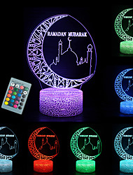cheap -Ramadan Eid Lights 3D Mubarak Islam Church 7 Color Change Remote Control Night Light Decor Muslim Atmosphere Lamp for Bedroom Living Room Eid al-Fitr Party Light Friends Believers Gifts