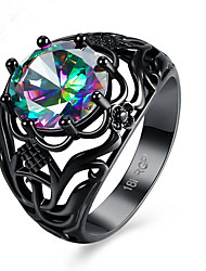 cheap -Ring Party Geometrical Black Alloy Flower Fashion 1pc Cubic Zirconia / Women&#039;s