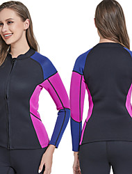 cheap -Women&#039;s Wetsuit Top Wetsuit Jacket 2mm SCR Neoprene Top Thermal Warm Windproof Breathable High Elasticity Long Sleeve Front Zip - Swimming Diving Surfing Scuba Patchwork Autumn / Fall Winter Spring