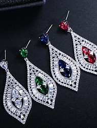 cheap -Women&#039;s Multicolor AAA Cubic Zirconia Drop Earrings Hoop Earrings Earrings Geometrical Drop Forever Personalized Stylish Luxury Trendy Boho Silver Plated Earrings Jewelry Green / White / Red For
