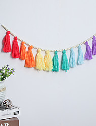 cheap -Home Wall Decoration Color Wool Tassel Wood Bead Pendant