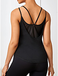 cheap -Women&#039;s Crew Neck Tank Top Strap Tank Summer Open Back Solid Color Black Mesh Yoga Fitness Gym Workout Tank Top Top Sleeveless Sport Activewear Breathable Quick Dry Comfortable High Elasticity Slim