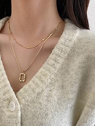 cheap -Pendant Necklace Chain Necklace Necklace Women&#039;s Double Layered U Shape Personalized Simple Fashion Trendy Korean Wedding Silver Gold 42 cm Necklace Jewelry 2pcs for Gift Holiday Engagement