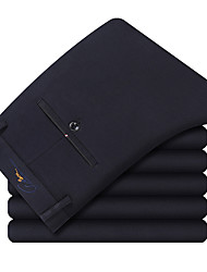 cheap -Men&#039;s Formal Fashion Dress Pants Chinos Trousers Pocket Ankle-Length Pants Business Casual Micro-elastic Solid Color Breathable Outdoor Mid Waist Black Navy Blue 31 32 33 34 35