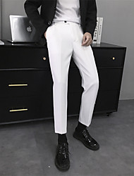 cheap -Men&#039;s Formal Fashion Dress Pants Cropped Pants Pocket Ankle-Length Pants Business Casual Micro-elastic Solid Color Breathable Outdoor Mid Waist Blue White Black Gray 31 32 33 34 36
