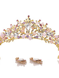 cheap -Simple Bridal Alloy Crown Tiaras with Metal 2pcs Wedding Headpiece