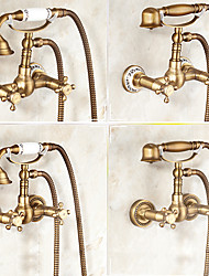 cheap -Retro Style Brass Shower Faucet / Body Jet Massage Set - Handshower Included pullout Rainfall Shower Antique / Vintage Style Antique Brass Mount Inside Brass Valve Bath Shower Mixer Taps
