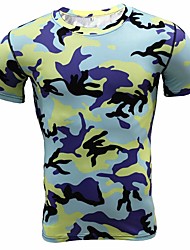 cheap -camouflage training fitness clothes tights men&#039;s sports quick-drying elastic compression clothing short-sleeved t-shirt summer