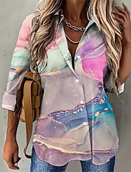 cheap -Women&#039;s Blouse Shirt Graphic Abstract Button Print Shirt Collar Casual Streetwear Tops Pink / 3D Print