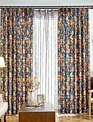 cheap -2 Panel American Style Large Flower Printing Curtain Living Room Bedroom Dining Room Insulation Curtain