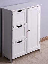 cheap -Bathroom Storage Cabinet White Floor Cabinet with 3 Large Drawers and 1 Adjustable Shelf