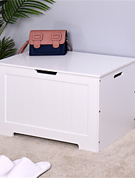cheap -White Lift Top Entry Storage Box/Bench With 2 Safety Wooden Toy Chest - White Furniture for Playroom