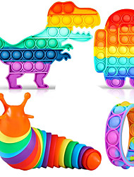 cheap -4 Pcs Push Pop Bubble Fidget Sensory Toy Rainbow Decompression ToysPop Popper Fidget Toy Squeeze Toy for Adult Boy Girl Anxiety Emotional Stress Relief Popular Office Desktop Game4 Shapes