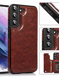 cheap -Phone Case For Samsung Galaxy Back Cover S22 Ultra Plus S21 FE S20 A72 A52 A42 Note 10 Note 10 Plus A21s Galaxy A22 5G Galaxy A22 4G Galaxy Note9 Wallet Card Holder Shockproof Solid Colored TPU PU