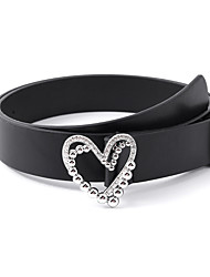 cheap -Women&#039;s PU Buckle Belt Irregular Belt PU Leather Metal Bucke Geometric Heart Classic Cowboy Party Wedding Black