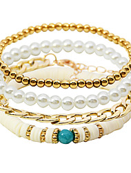 cheap -4pcs Women&#039;s Bead Bracelet Beads Lucky Simple Fashion Vintage Holiday Boho Pearl Bracelet Jewelry 1# For Festival